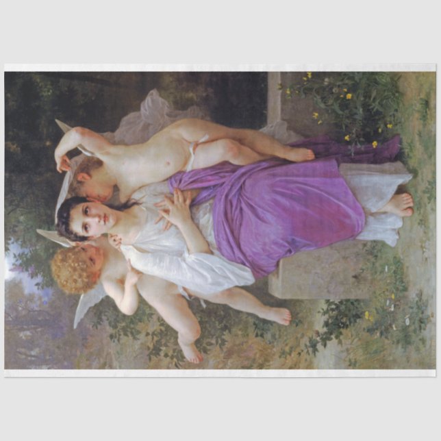 Papel De Seda Mujer con Cupido, Bouguereau (Anverso)