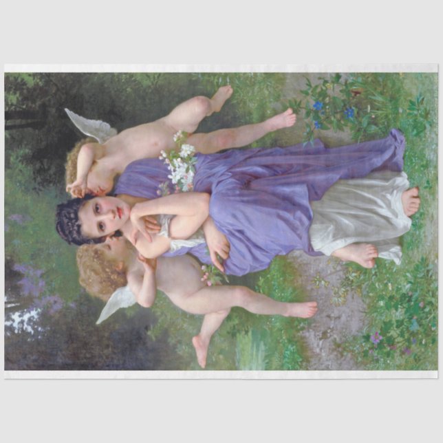 Papel De Seda Mujer con Cupido, Bouguereau (Anverso)