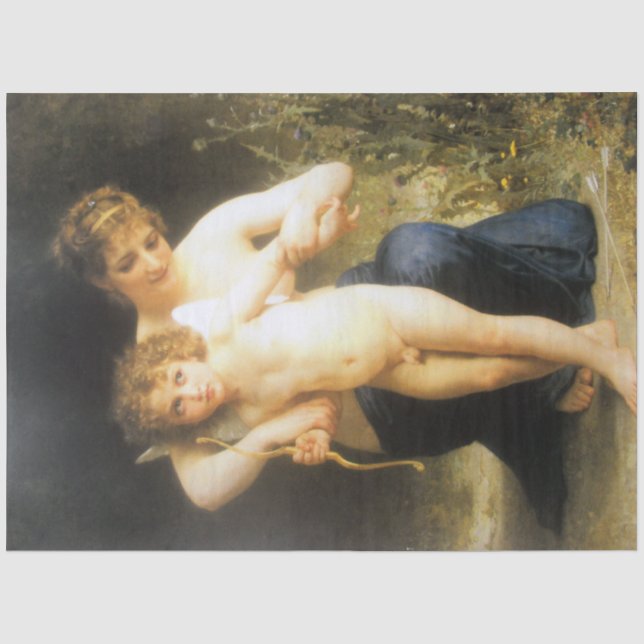 Papel De Seda Mujer con Cupido, Bouguereau (Anverso)