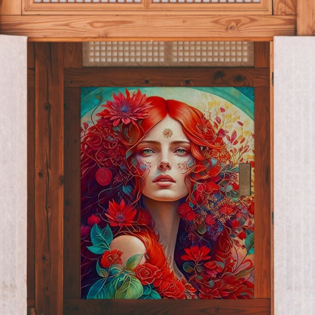 Papel De Seda Mujer con desenlace de flores rojas (Subido por el creador)