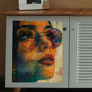 Papel De Seda Mujer con Gafas de Sol Decoupage