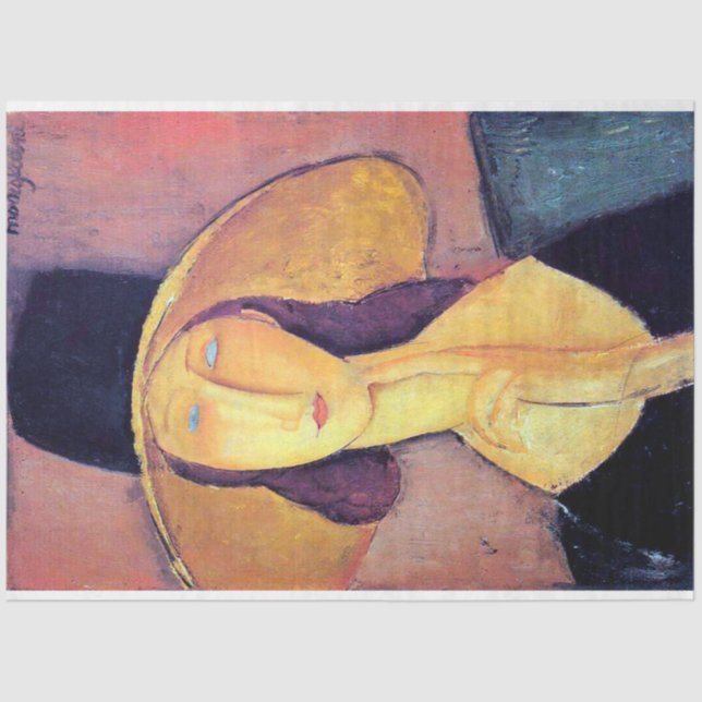 Papel De Seda Mujer con gran Gorra, Modigliani (Anverso)