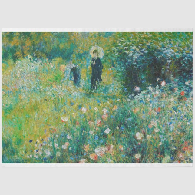 Papel De Seda Mujer con Parasol, Jardín, Renoir (Anverso)