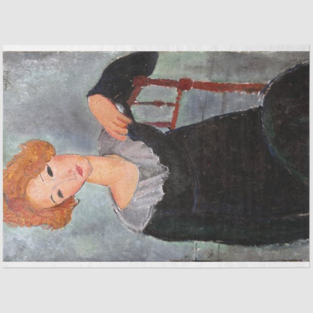 Papel De Seda Mujer con pelo rojo, Modigliani (Anverso)