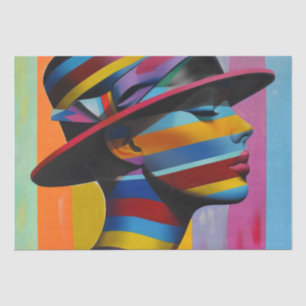 Papel De Seda Mujer con sombrero colorido 6 Silueta llamativa