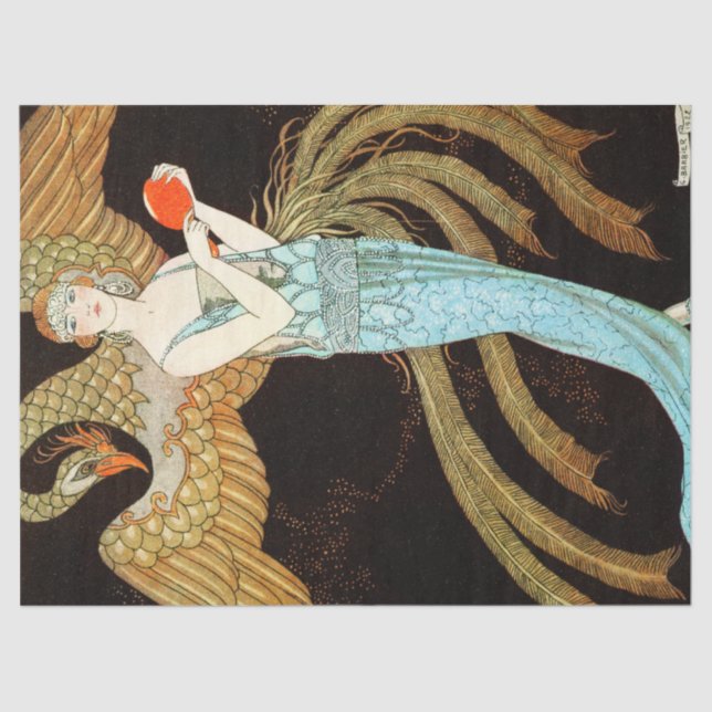 Papel De Seda Mujer Con Vestido Azul (Anverso)