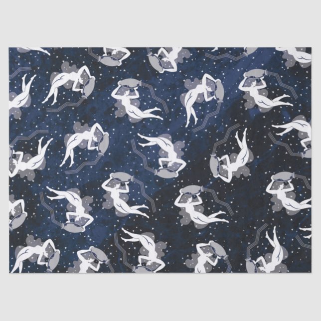 Papel De Seda Mujer cósmica acuífera del zodiaco del acuario (Anverso)