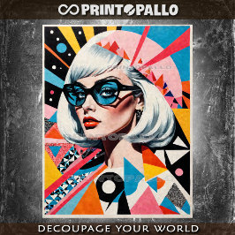 Papel De Seda Mujer de arte pop de mediados del siglo con anteoj