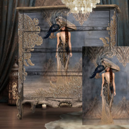 Papel De Seda Mujer de arte retrato de Boho Glam de pie