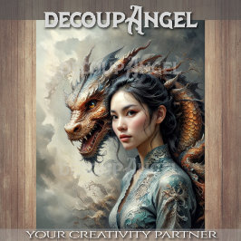 Papel De Seda Mujer de bonos místicos y dragón en desacuerdo de 