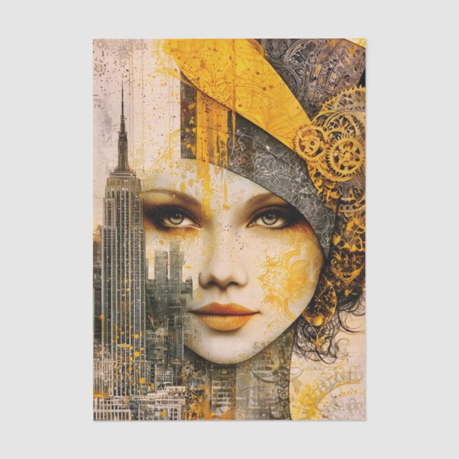 Papel De Seda Mujer de ciudad moderna estilo mixto FS8L Decoupag (Anverso)