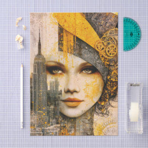 Papel De Seda Mujer de ciudad moderna estilo mixto FS8L Decoupag