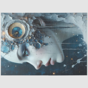 Papel De Seda Mujer de Fantasía Surrealista Cósmica Decoupage
