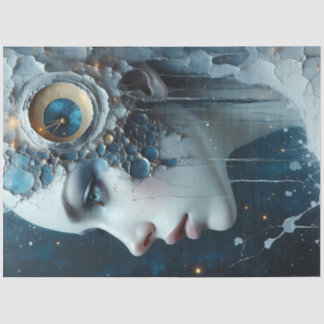Papel De Seda Mujer de Fantasía Surrealista Cósmica Decoupage