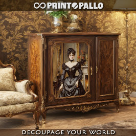 Papel De Seda Mujer de la alta sociedad en 1900 con vestido negr