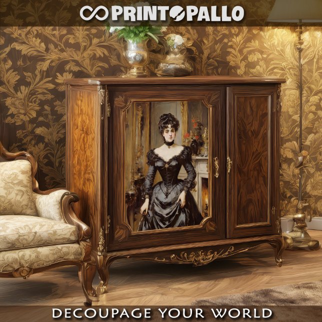 Papel De Seda Mujer de la alta sociedad en 1900 con vestido negr (Subido por el creador)