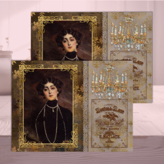 Papel De Seda Mujer de la Belle Époque en Decoupage marrón y tau