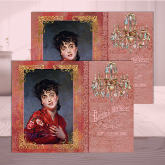 Papel De Seda Mujer de la Belle Époque en Decoupage Suave Rojo