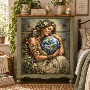 Papel De Seda Mujer de la Madre Tierra sosteniendo Globo Decoupa