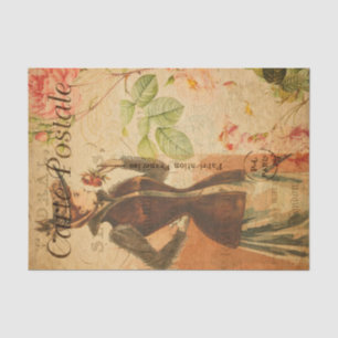 Papel De Seda Mujer de la Virgen con Roses Rojos Floral Francés