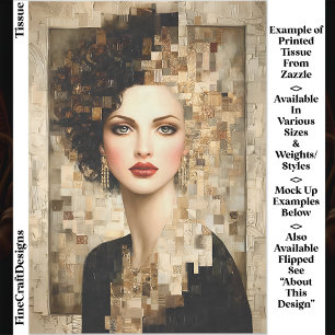 Papel De Seda Mujer de pelo rizado, retrato mosaico EB8R Desenla