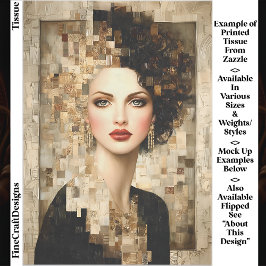 Papel De Seda Mujer de pelo rizado, retrato musulmán EB8L Desenl