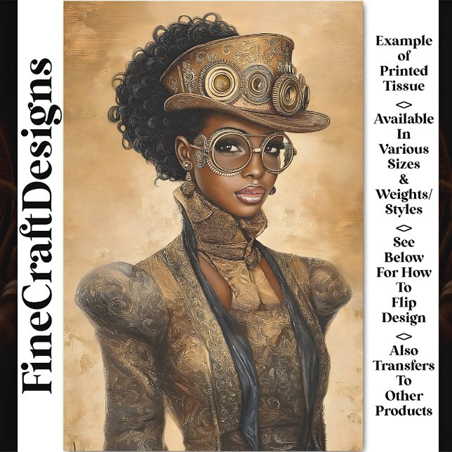 Papel De Seda Mujer de Piel Oscura Steampunk de Moda AD1O Decoup (Subido por el creador)