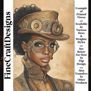 Papel De Seda Mujer de Piel Oscura Steampunk de Moda AD1Z Decoup