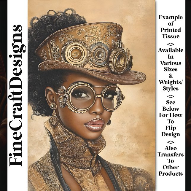 Papel De Seda Mujer de Piel Oscura Steampunk de Moda AD1Z Decoup (Subido por el creador)