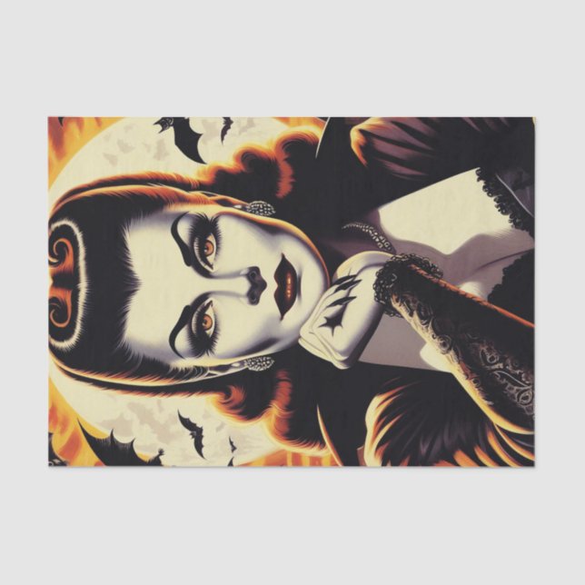 Papel De Seda Mujer de vampiro retro (Anverso)