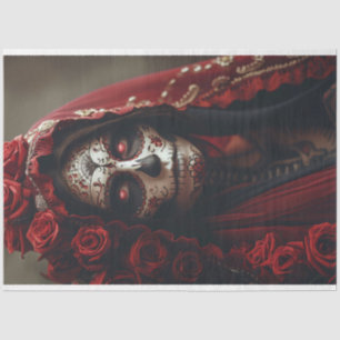 Papel De Seda Mujer del Día de Muertos con Disfraz Decoupage