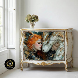 Papel De Seda Mujer del Dragón Dorado Fantasía Decoupage