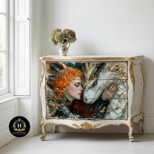 Papel De Seda Mujer del Dragón Dorado Fantasía Decoupage (Subido por el creador)
