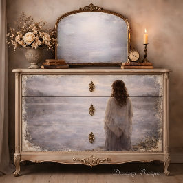 Papel De Seda Mujer del lago brumoso reflejo paisaje Decoupage