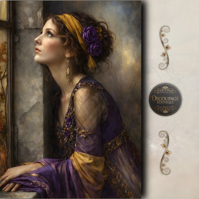 Papel De Seda Mujer del Renacimiento Vintage Decoupage (Vintage Renaissance Woman Decoupage Tissue Paper)