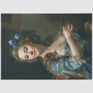 Papel De Seda Mujer difamadora de época con vestido azul