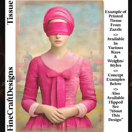 Papel De Seda Mujer doblada de ojos, vestido rosa DH8R Desaparic