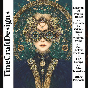 Papel De Seda Mujer Elaborada Fantasía Steampunk Y4 Decoupage