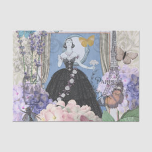 Papel De Seda Mujer elegante azul vestido floral elegante
