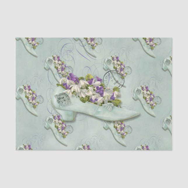 Papel De Seda Mujer elegante floral del zapato de París (Anverso)