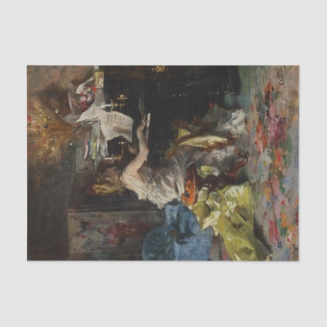 Papel De Seda Mujer elegante jugando al piano (Giovanni Boldini) (Anverso)