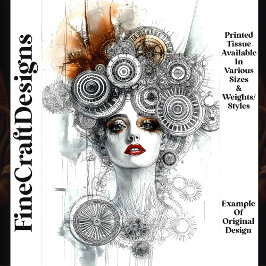 Papel De Seda Mujer Elegante Mecánica Steampunk N1 Decoupage