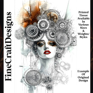 Papel De Seda Mujer Elegante Mecánica Steampunk N1 Decoupage