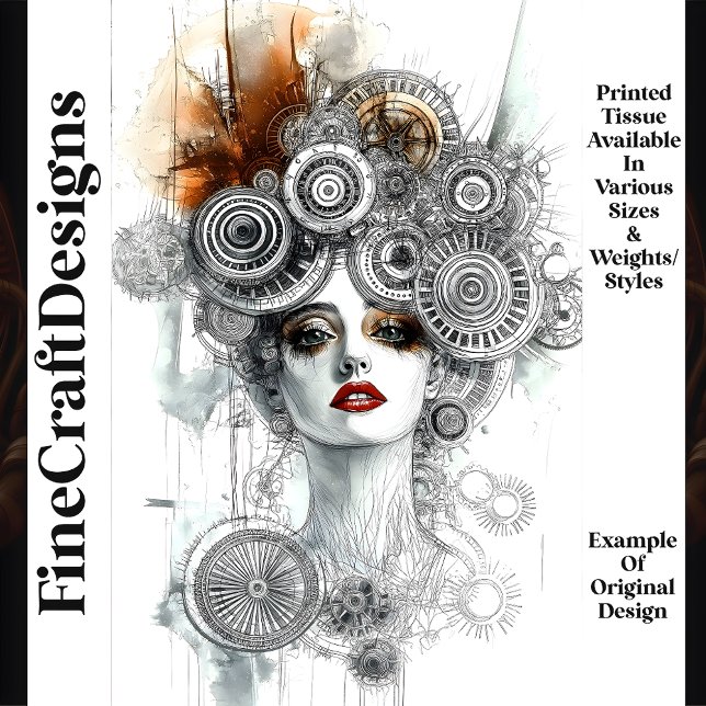 Papel De Seda Mujer Elegante Mecánica Steampunk N1 Decoupage (Subido por el creador)
