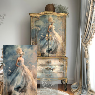 Papel De Seda Mujer elegante retrato campo floral arte etéreo