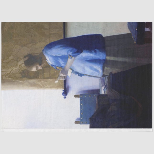 Papel De Seda Mujer en azul, Johannes Vermeer (Anverso)