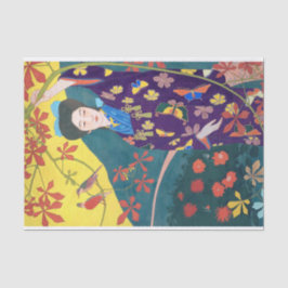 Papel De Seda Mujer en el Jardín de las Flores, Goyō Hashiguchi