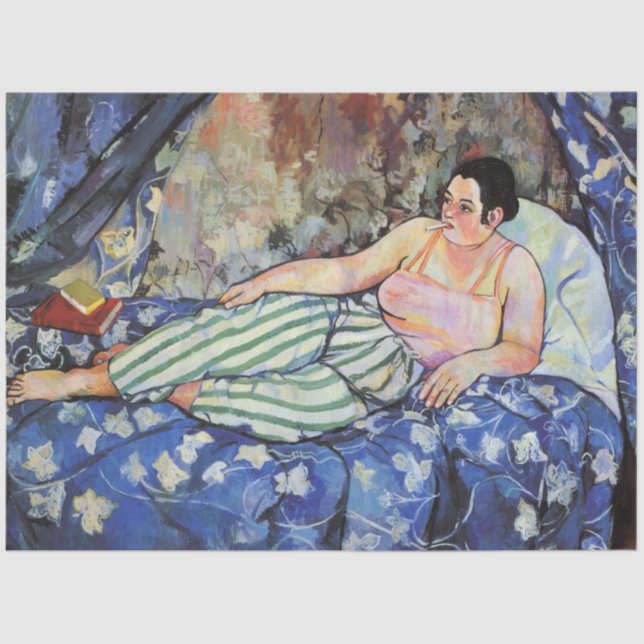 Papel De Seda Mujer en la habitación azul (por Suzanne Valadon) (Anverso)