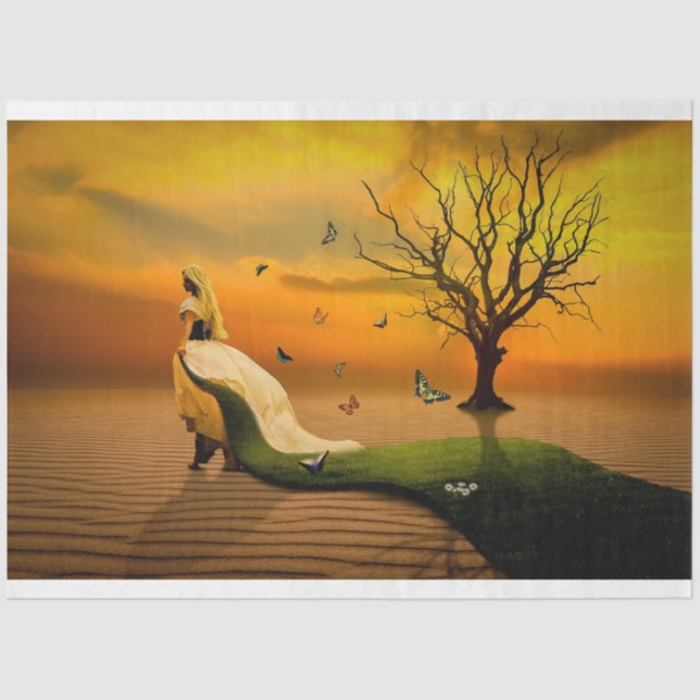 Papel De Seda Mujer en las dunas (Anverso)