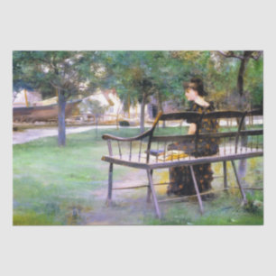 Papel De Seda Mujer en un banco (por Edwin Austin Abbey)